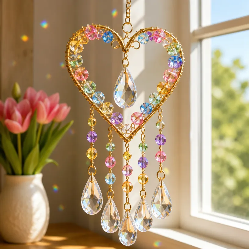 How to Make a Beaded Heart Crystal Suncatcher