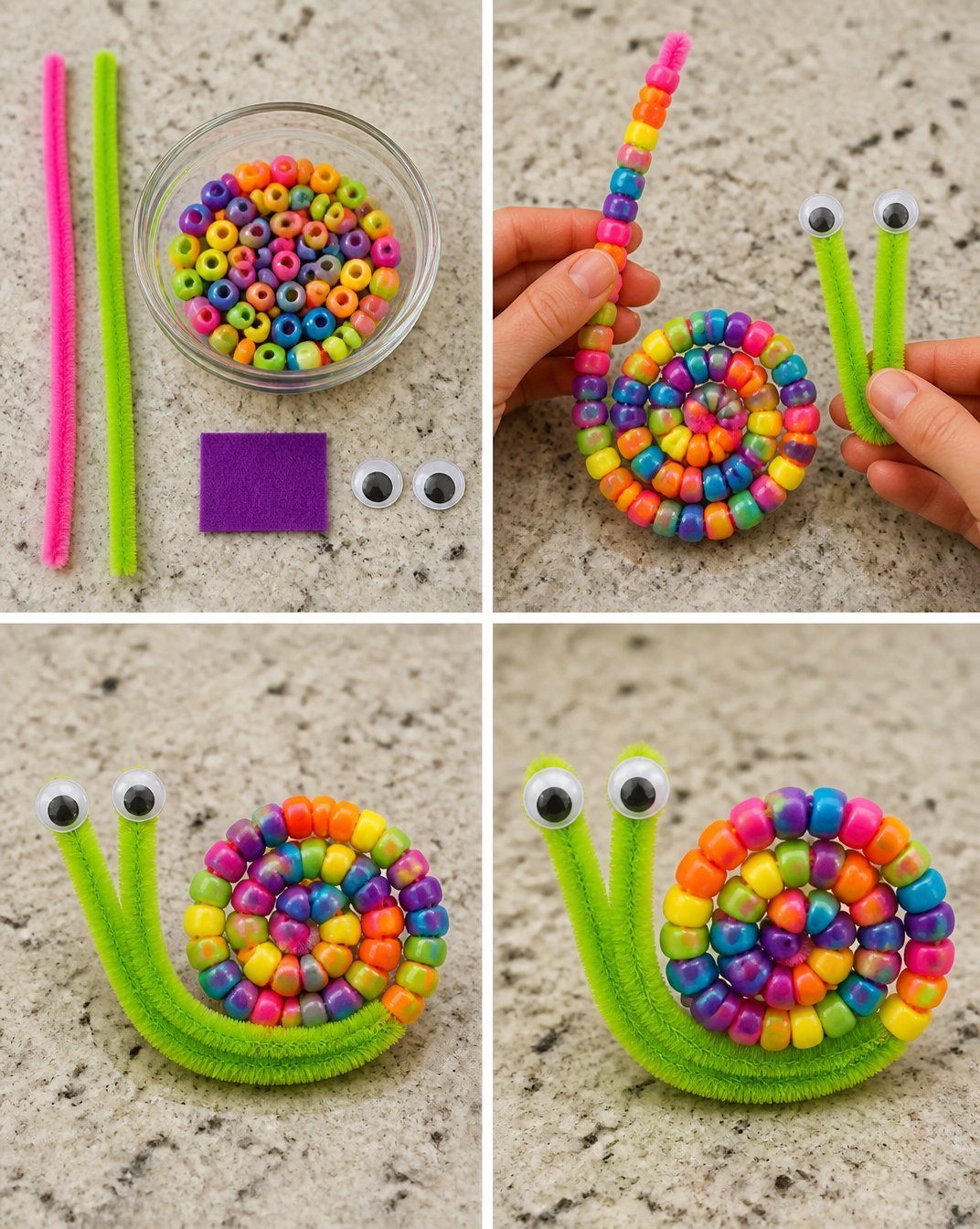 Beaded Pipe Cleaner Snail Craft