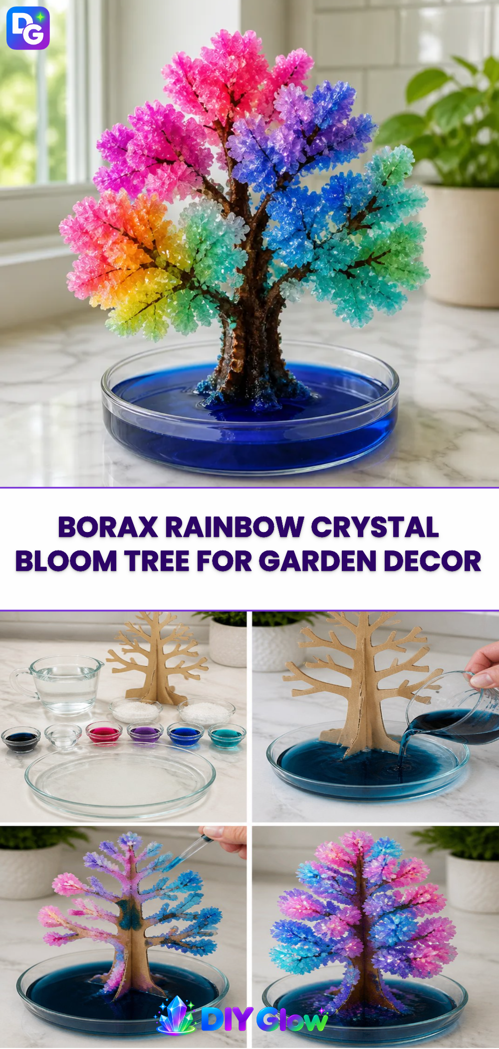 Borax Rainbow Crystal Bloom Tree For Garden Decor