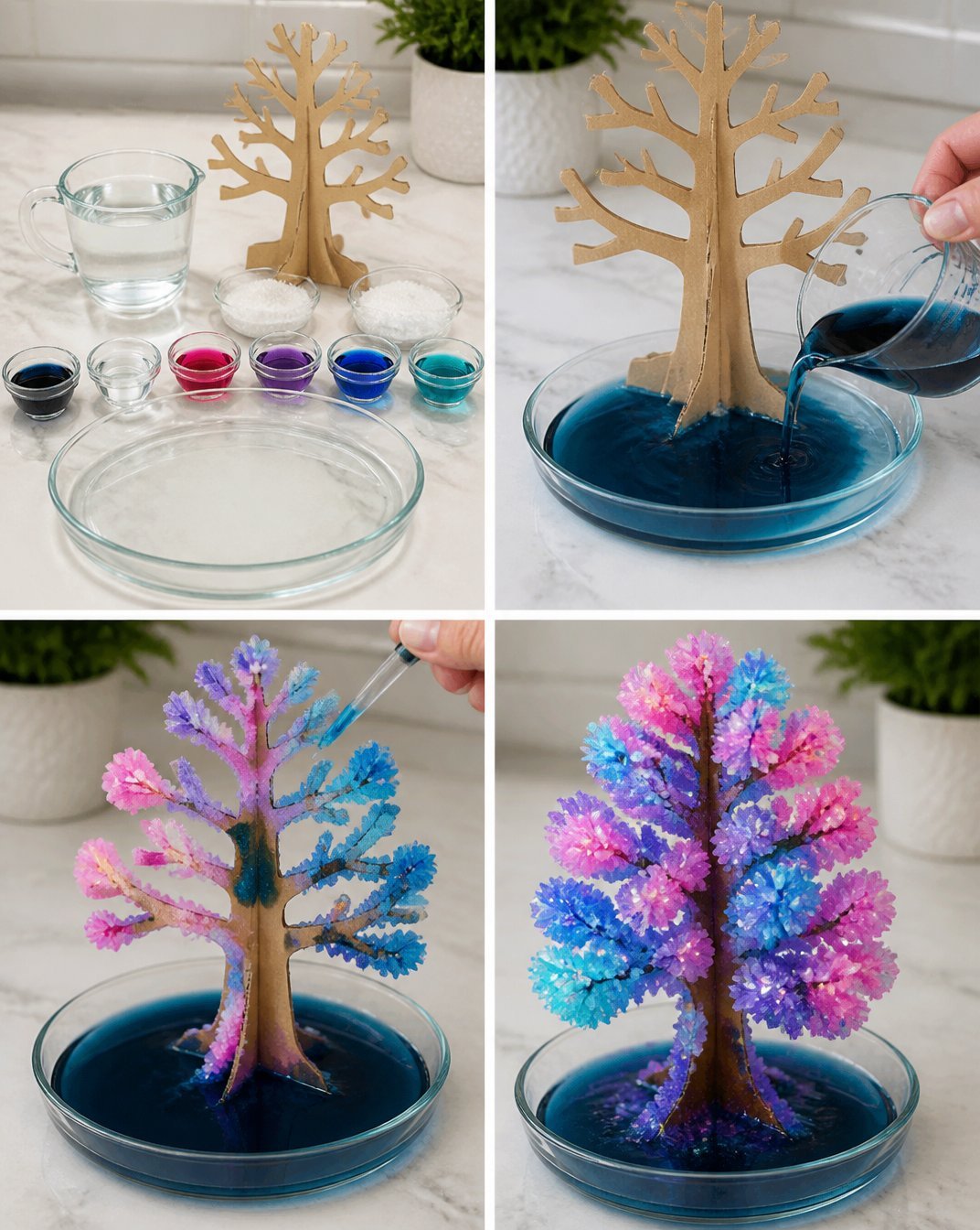 Iridescent Rainbow Crystal Bloom Tree for Garden Decor