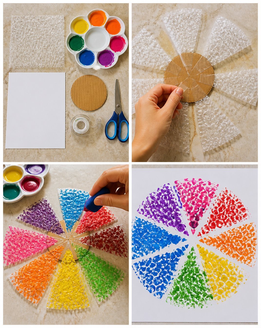 Bubble-Wrap Pinwheel Painting