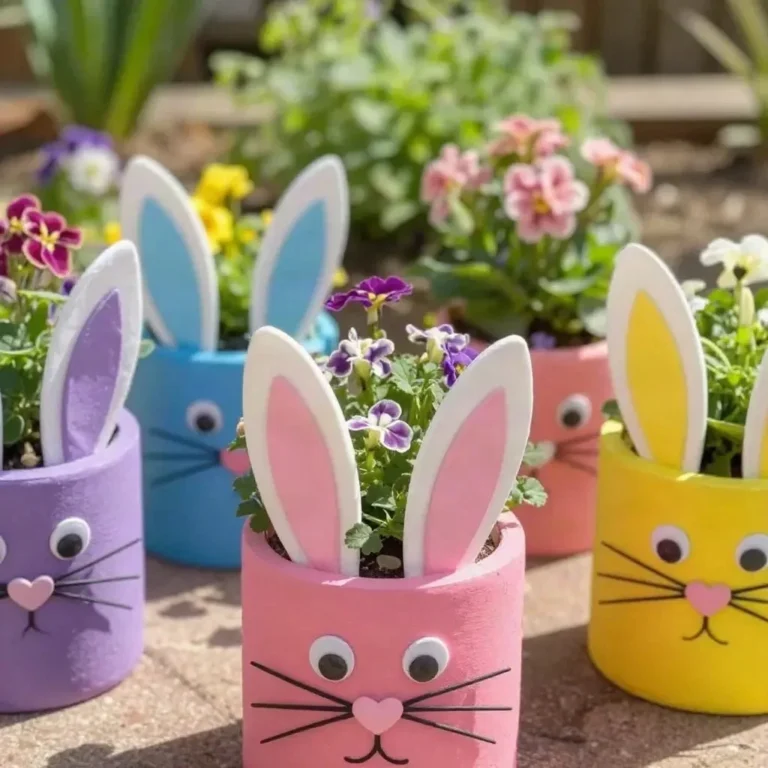 DIY Bunny Flower Pot Covers for spring decoration