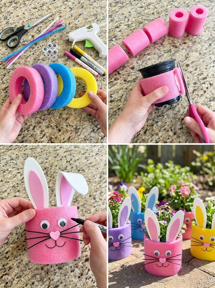 Bunny Flower Pot Covers DIY Tutorial For Spring Decor