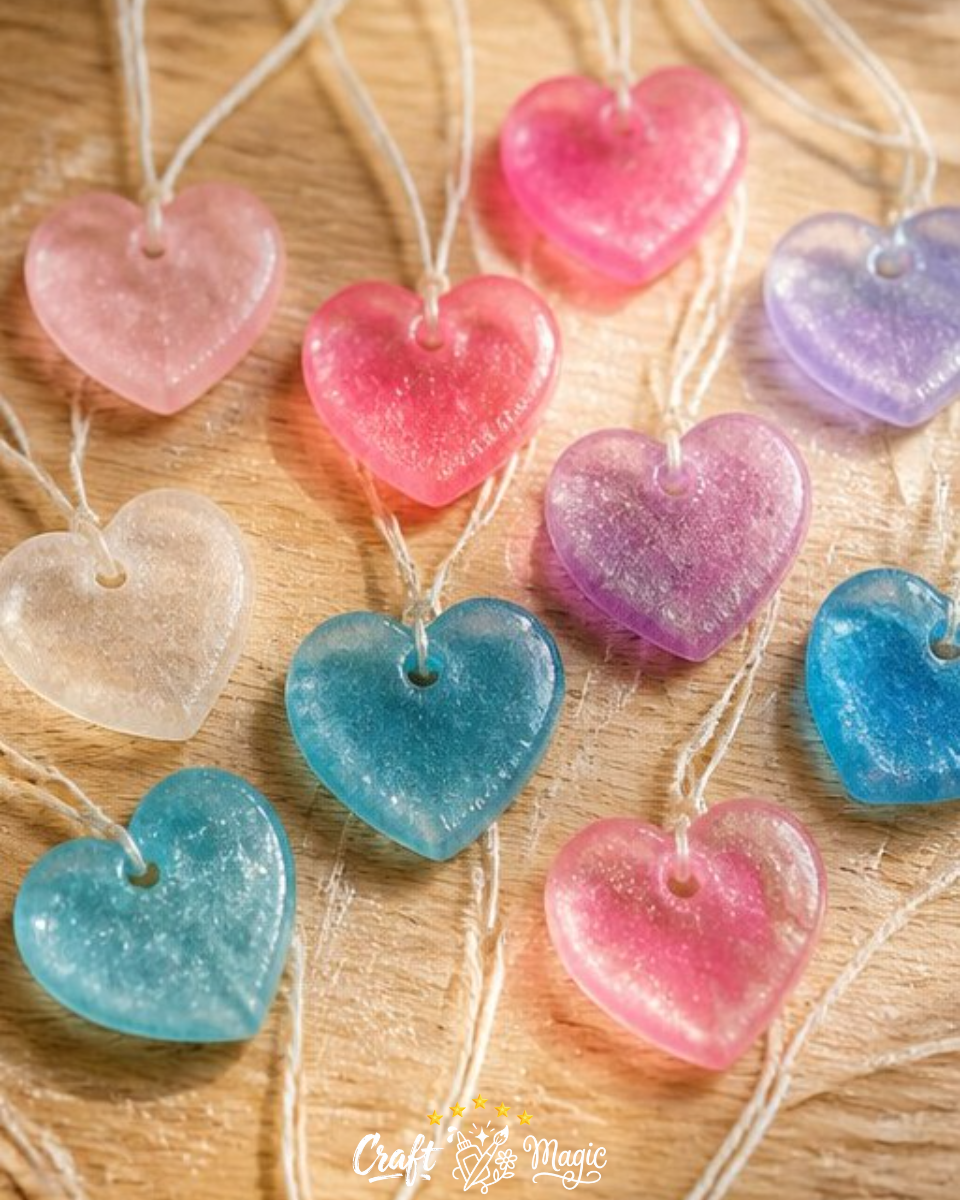 Clear Cornstarch Heart Charms for Jewelry