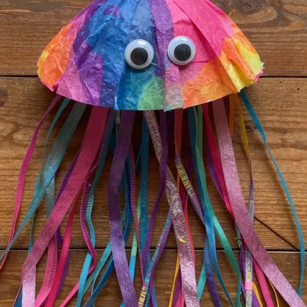 Colorful Coffee Filter Jellyfish craft for kids