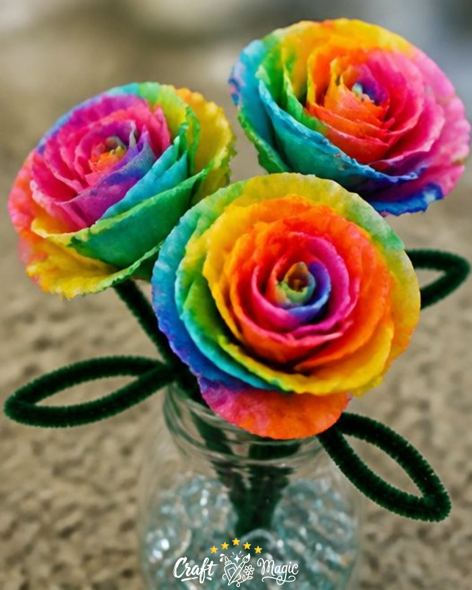 Coffee Filter Rainbow Roses DIY Tutorial