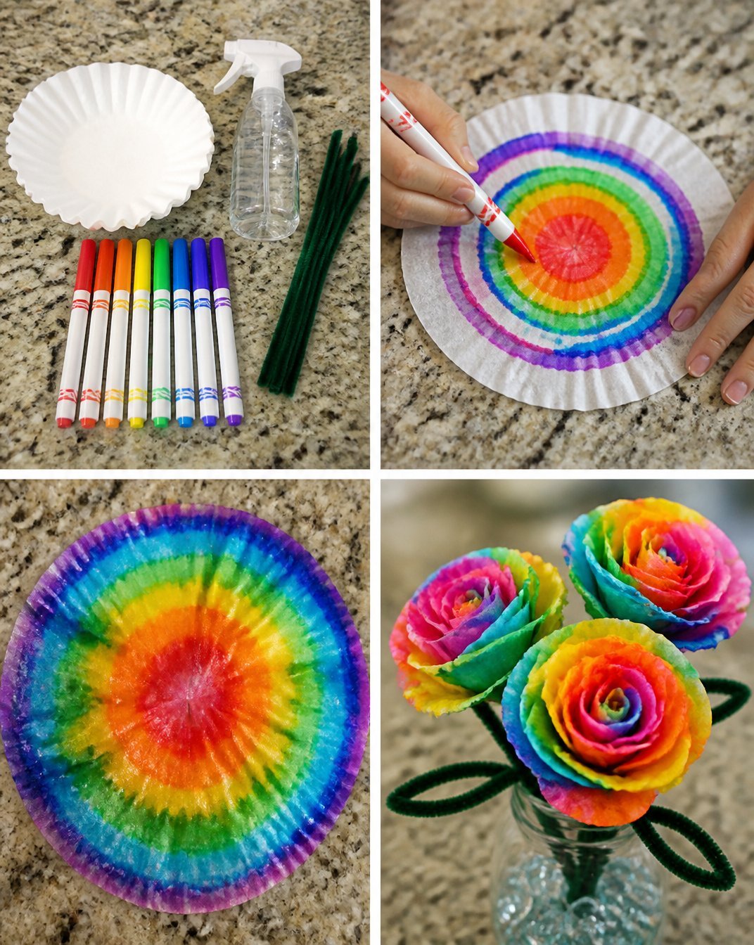 Coffee Filter Rainbow Roses