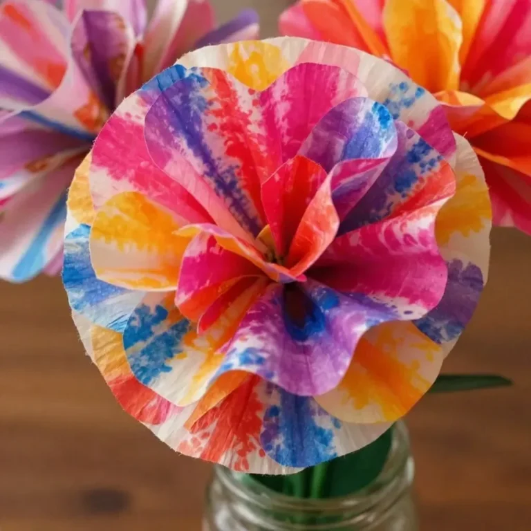 DIY coffee filter tie-dye flowers in vibrant colors