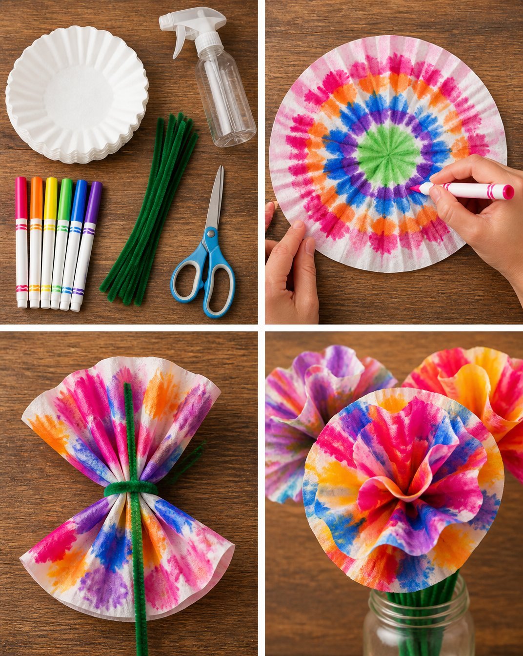 Coffee Filter Tie-Dye Flowers