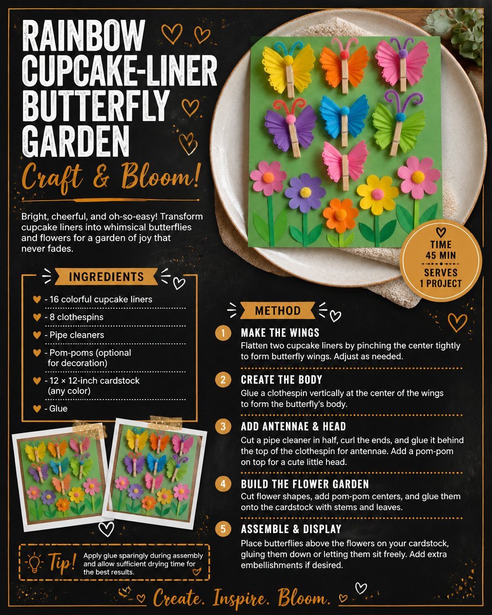 Colorful Butterfly Garden With Rainbow Cupcake Liners