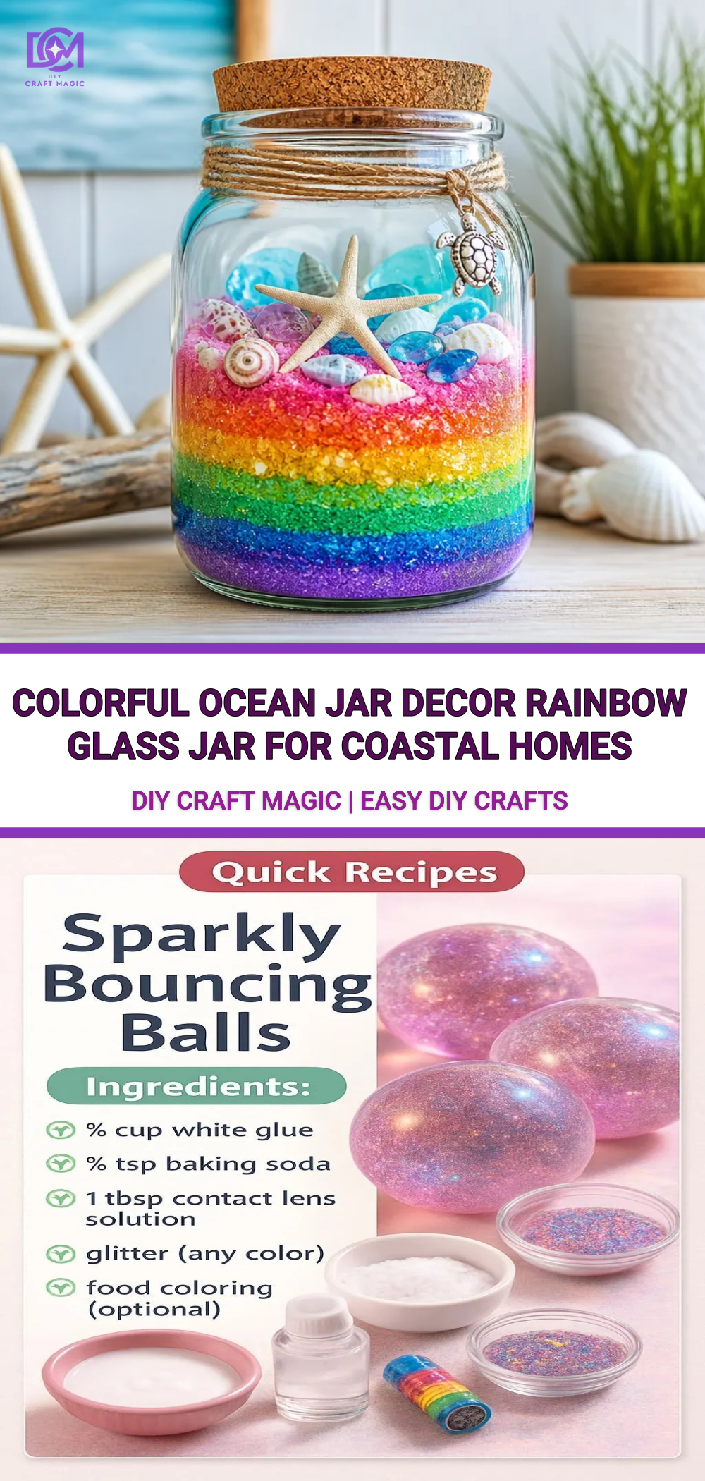 Colorful Ocean Jar Decor Rainbow Glass Jar for Coastal Homes