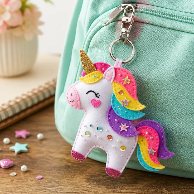 Colorful Rainbow Unicorn Bag Charm for Backpacks