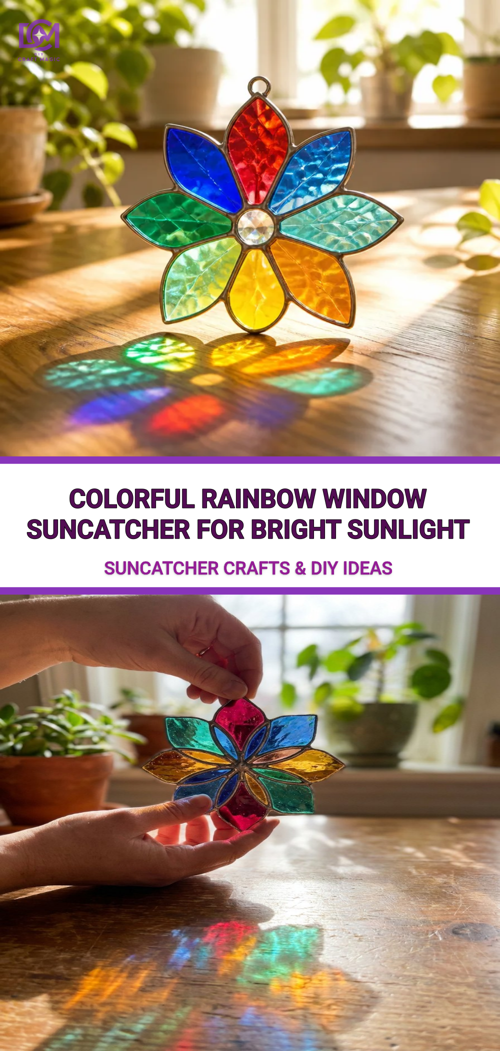 Colorful Rainbow Window Suncatcher for Bright Sunlight