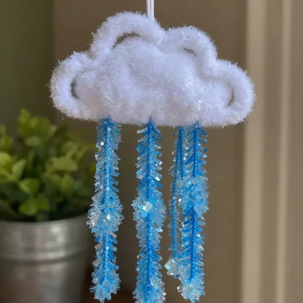 DIY crystal cloud raindrop window suncatcher project