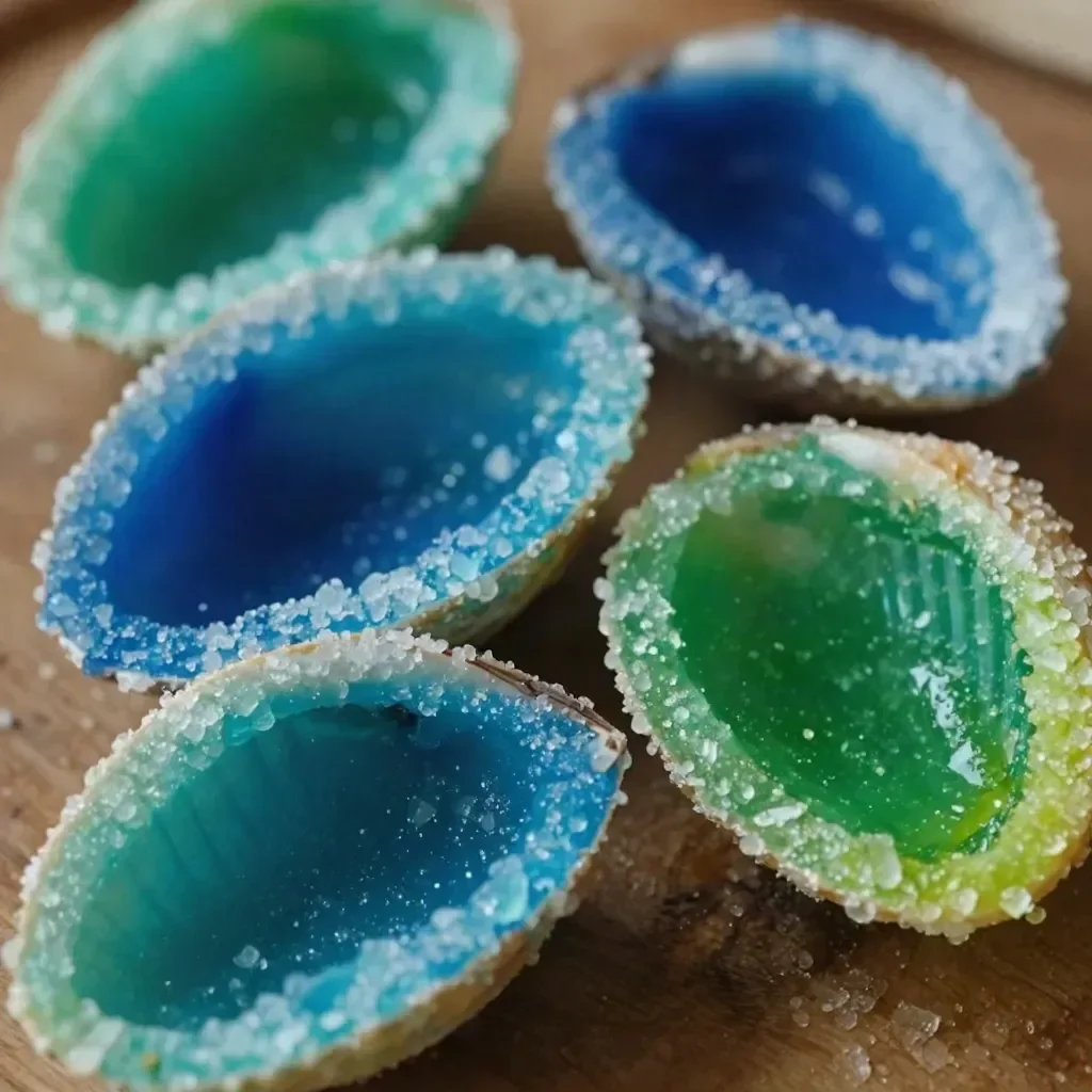 Colorful seashell geodes showcasing the beauty of crystal growing.