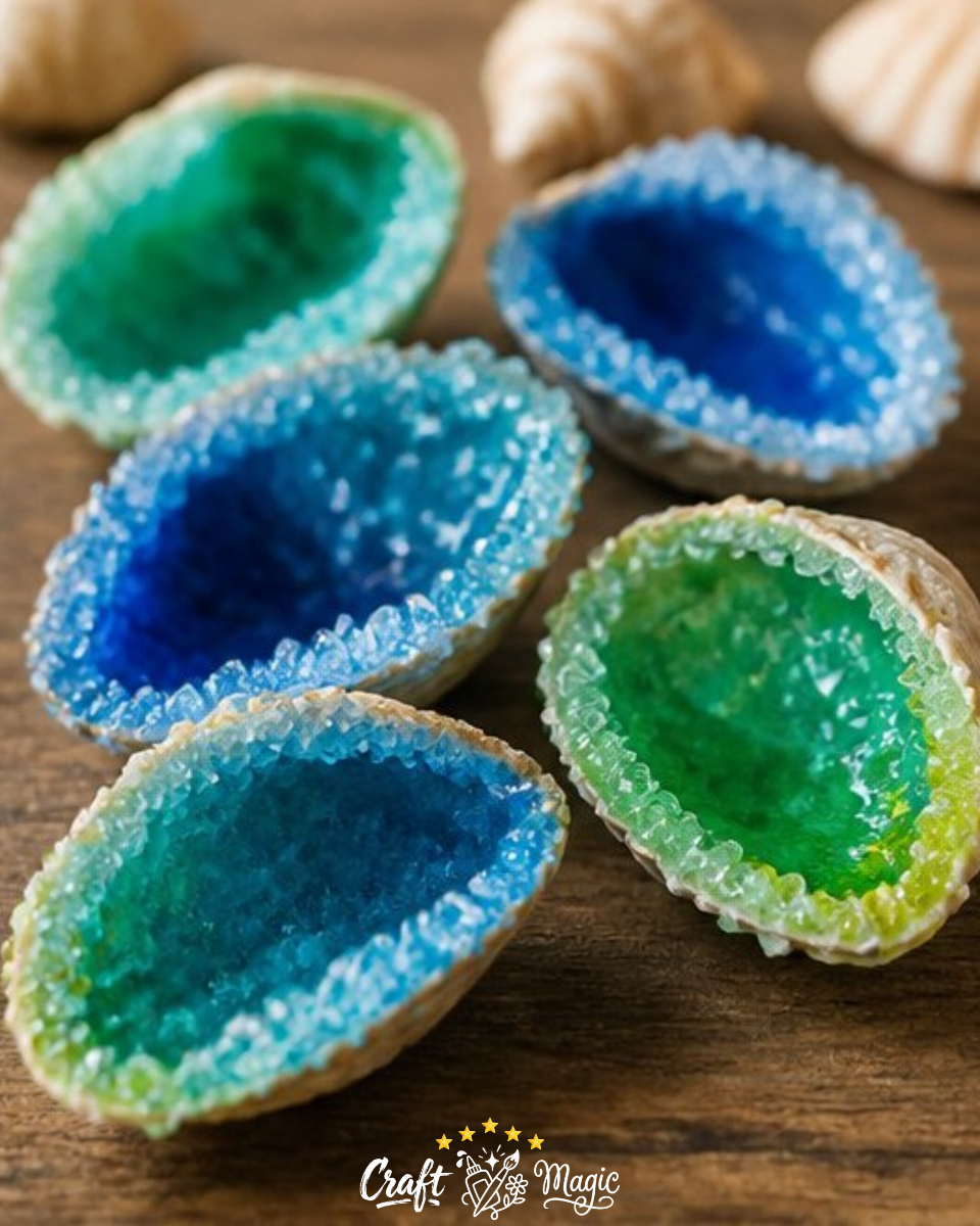 Crystal Growing Seashell Geodes
