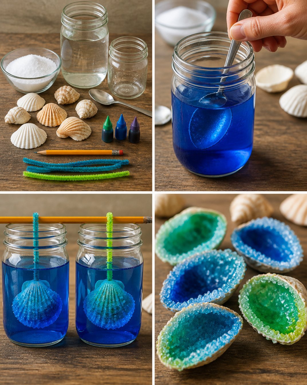 Crystal Growing Seashell Geodes
