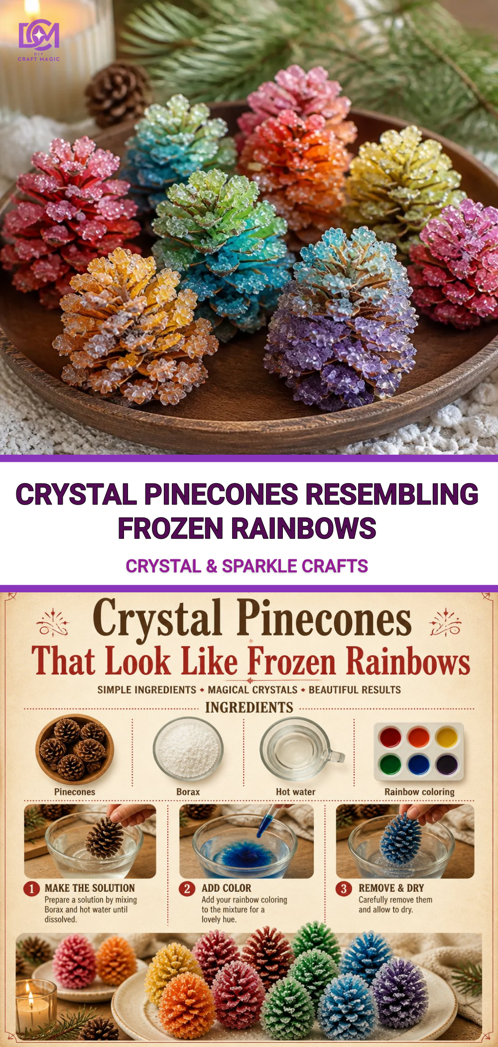 Crystal Pinecones Resembling Frozen Rainbows