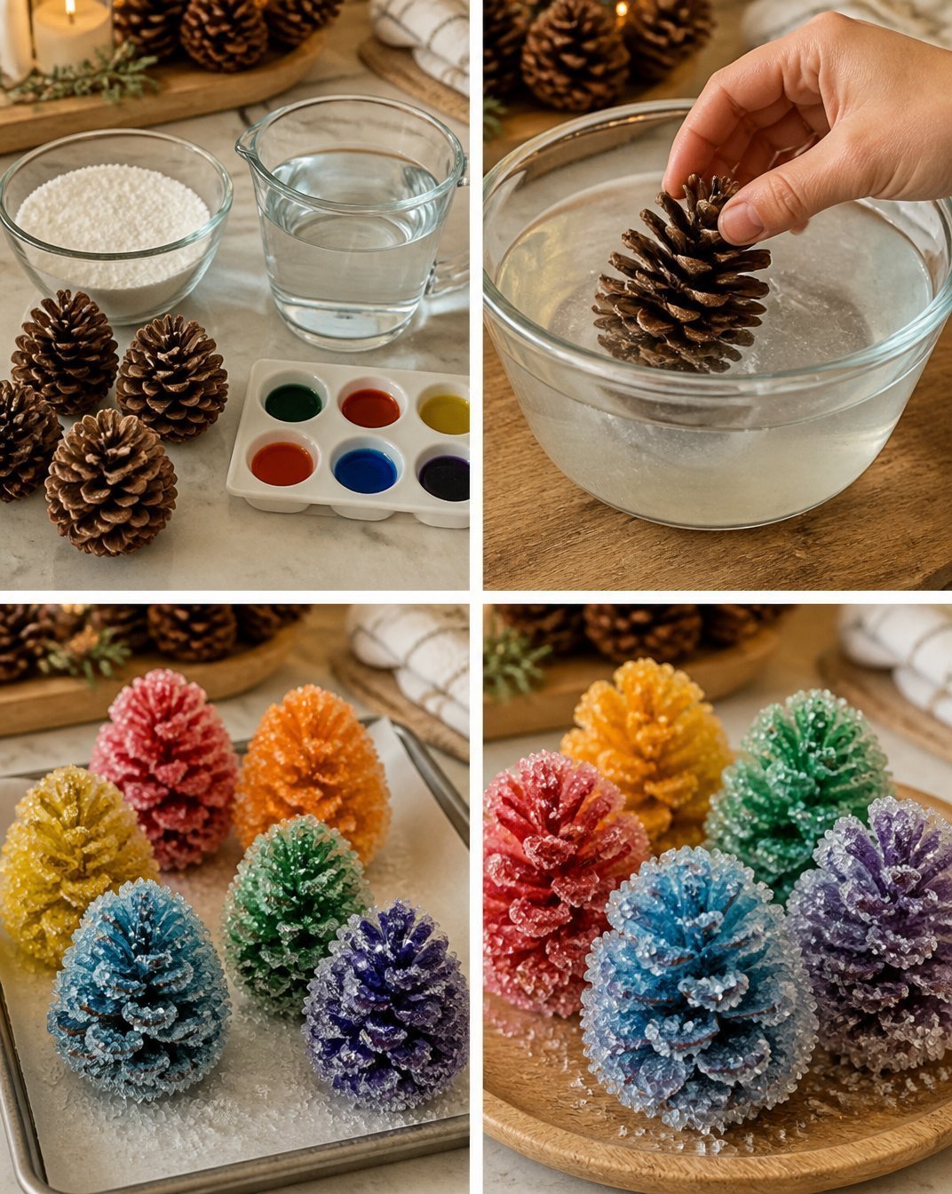 Crystal Pinecones Sparkling Like Frozen Rainbows