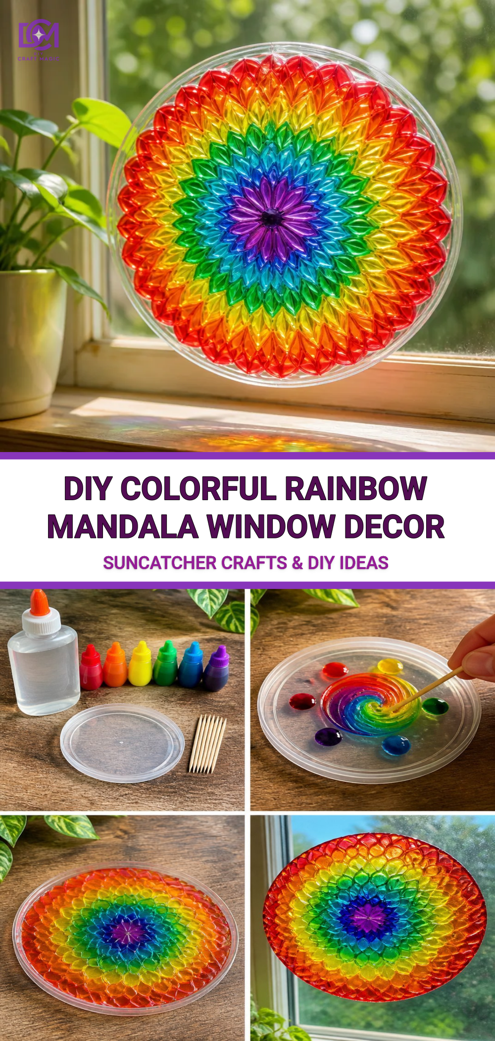 DIY Colorful Rainbow Mandala Window Decor
