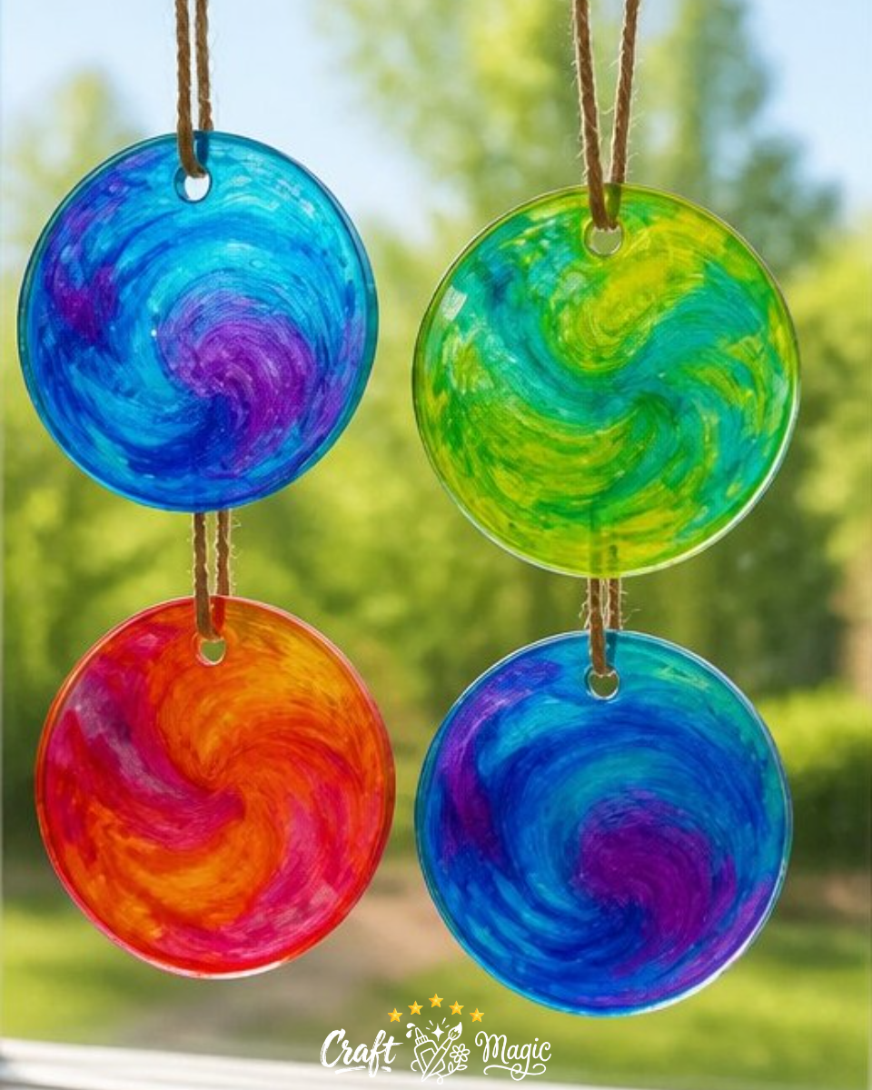 DIY Swirl Glue Suncatchers for Window Decor