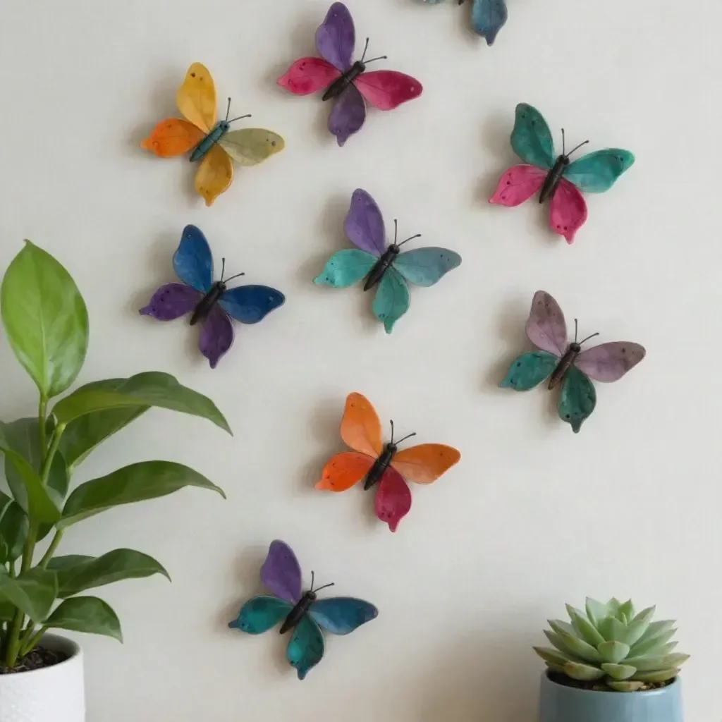 DIY toilet paper roll butterflies for colorful wall decor