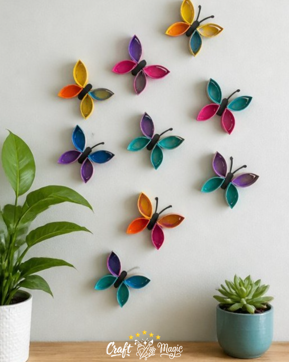 DIY Toilet Paper Roll Butterfly Wall Decor