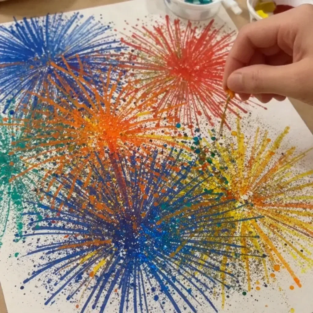 Colorful fly swatter firework prints for summer celebrations and decor.