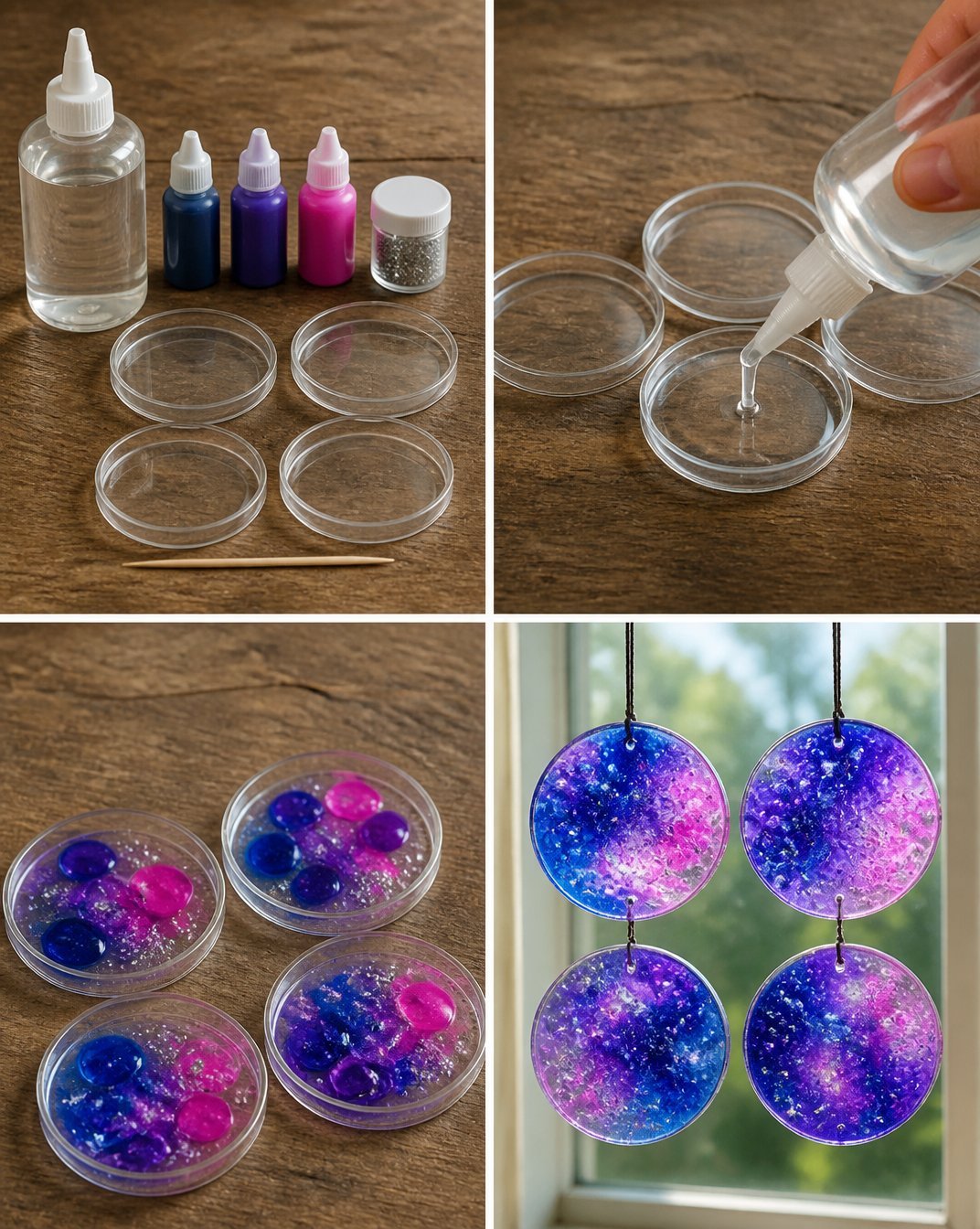 Galaxy Bubble Glue Suncatchers
