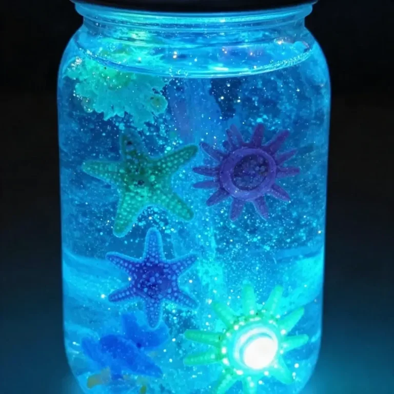 Glowing Ocean Jar with luminous marine elements inside