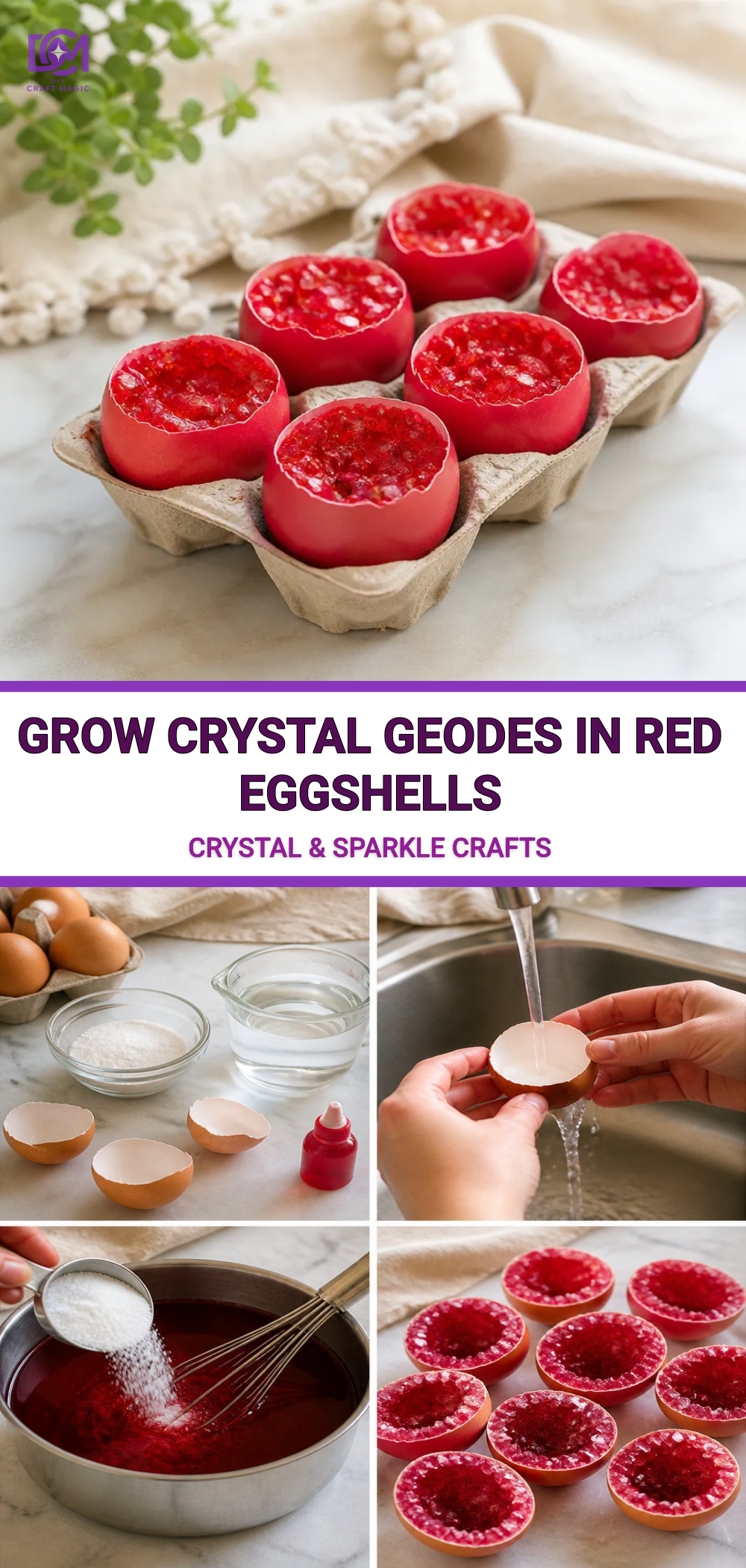 Grow Crystal Geodes in Red Eggshells