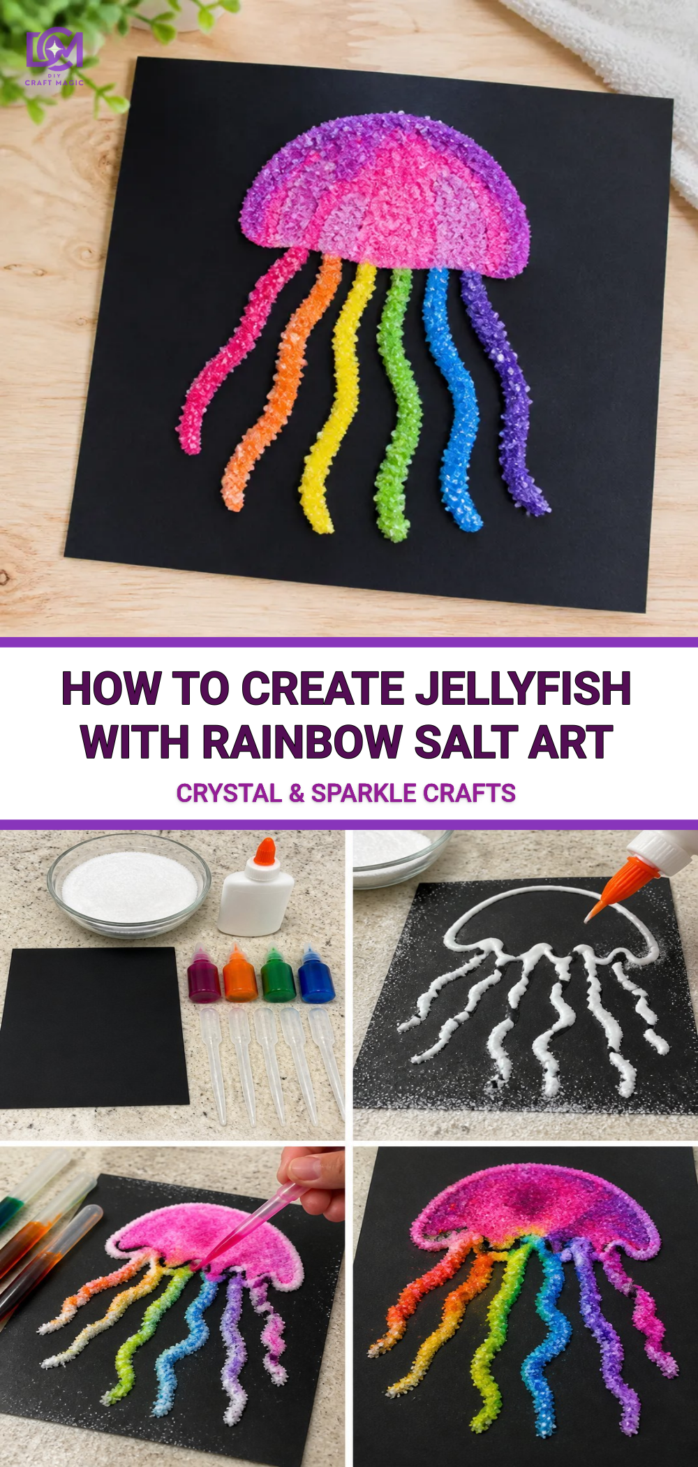 How to Create Jellyfish with Rainbow Salt Art