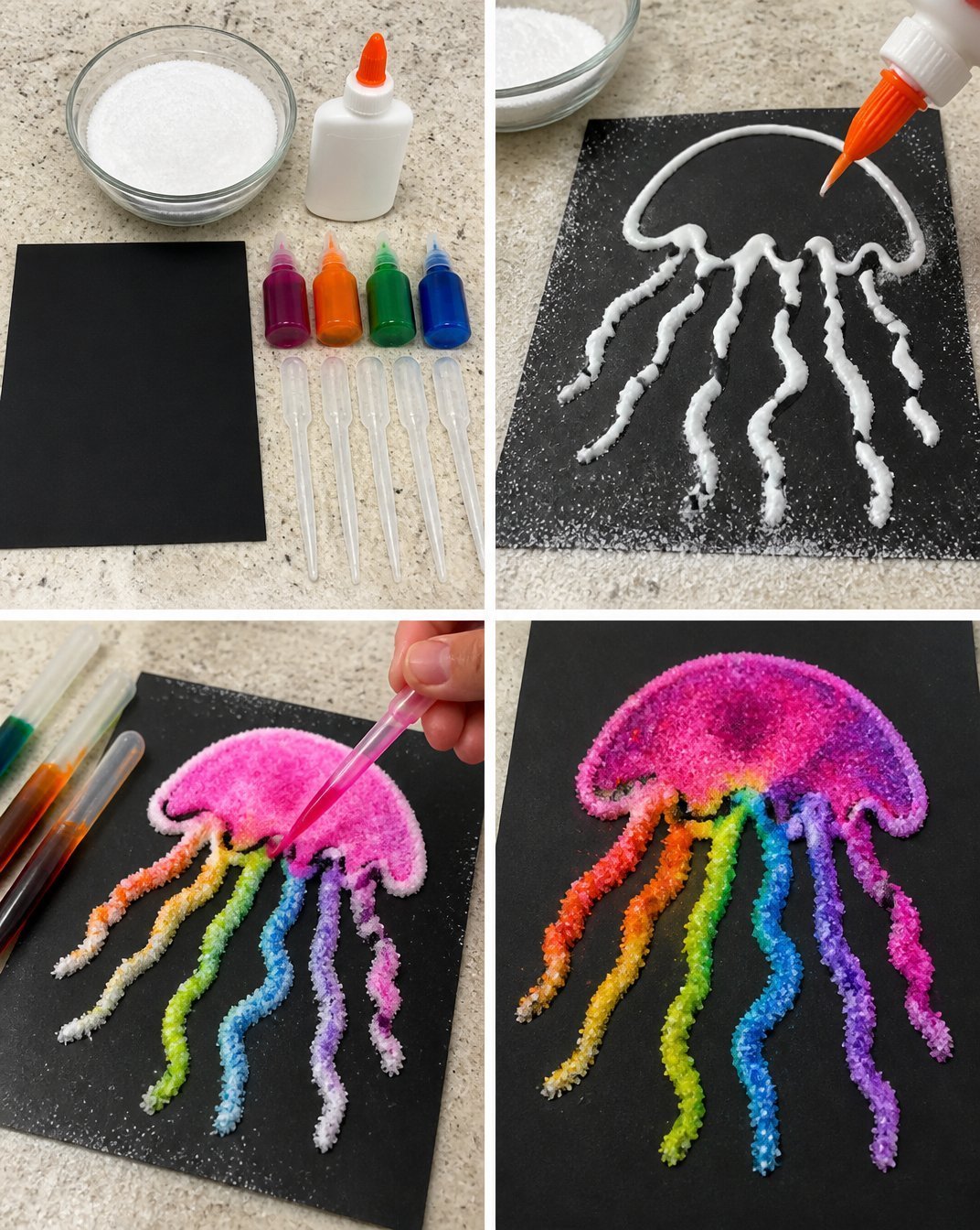 How to Create Jellyfish with Rainbow Salt Art