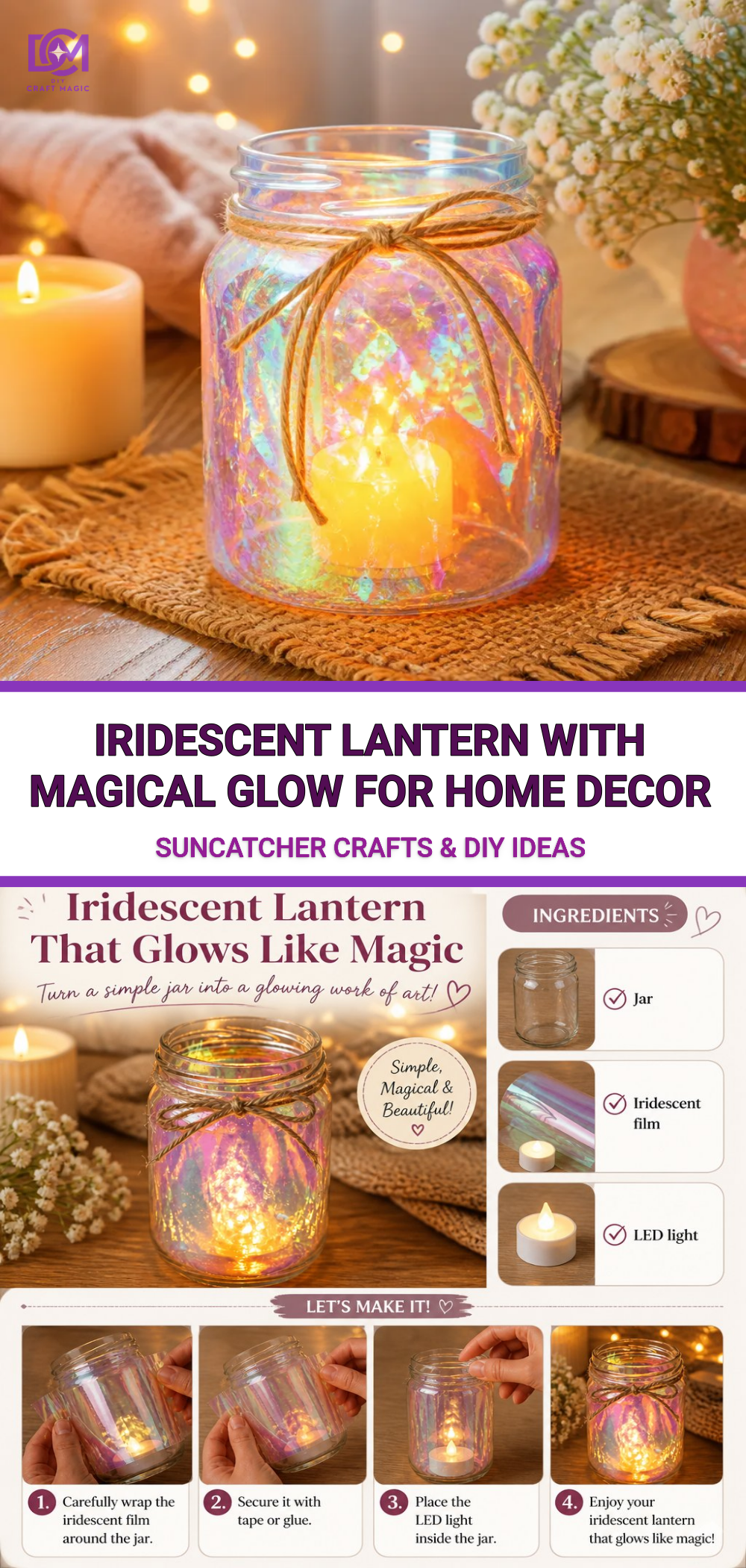 Iridescent Lantern With Magical Glow for Home Decor