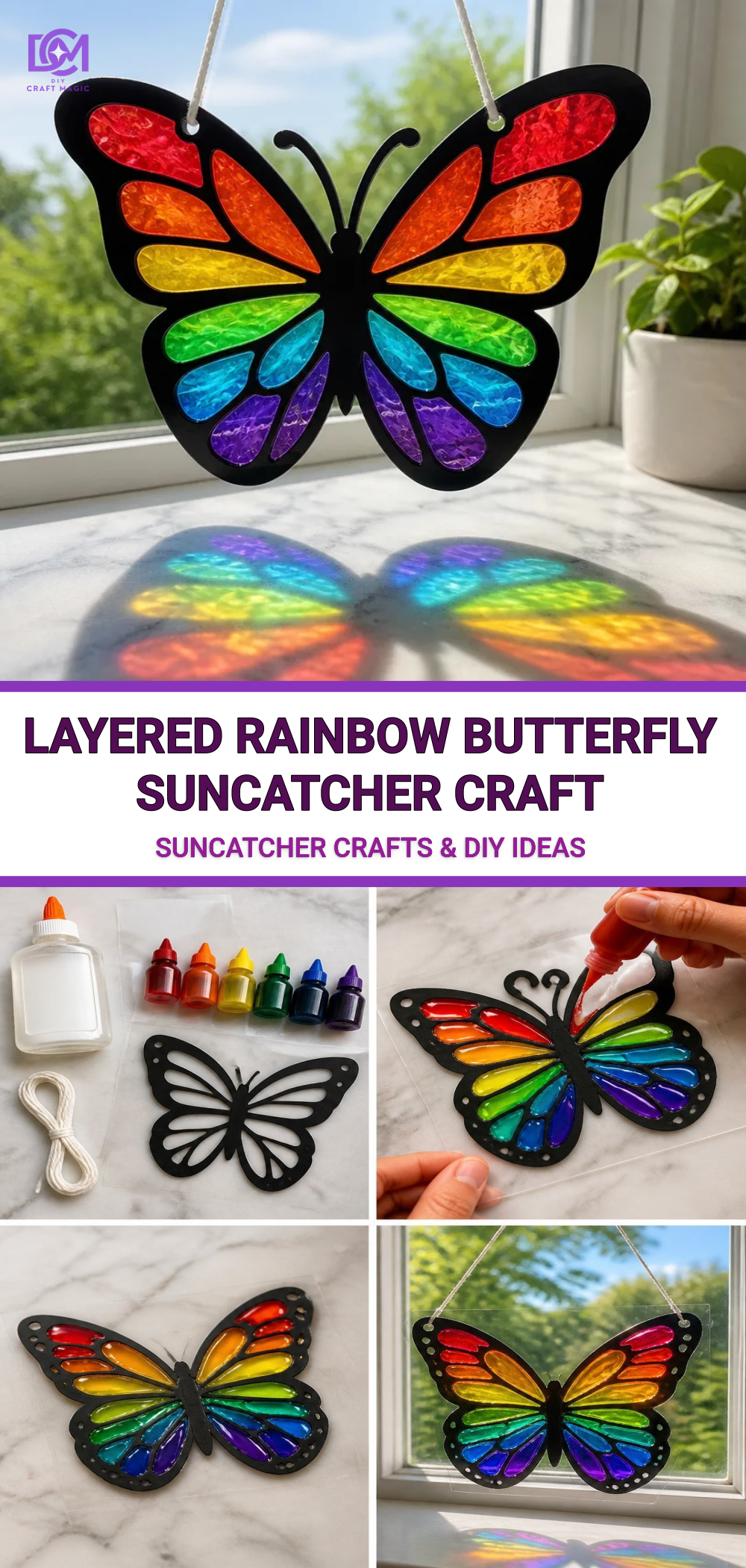 Layered Rainbow Butterfly Suncatcher Craft