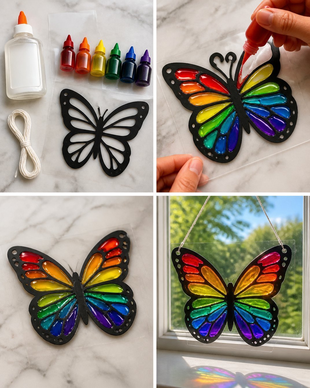 DIY Layered Rainbow Butterfly Suncatcher