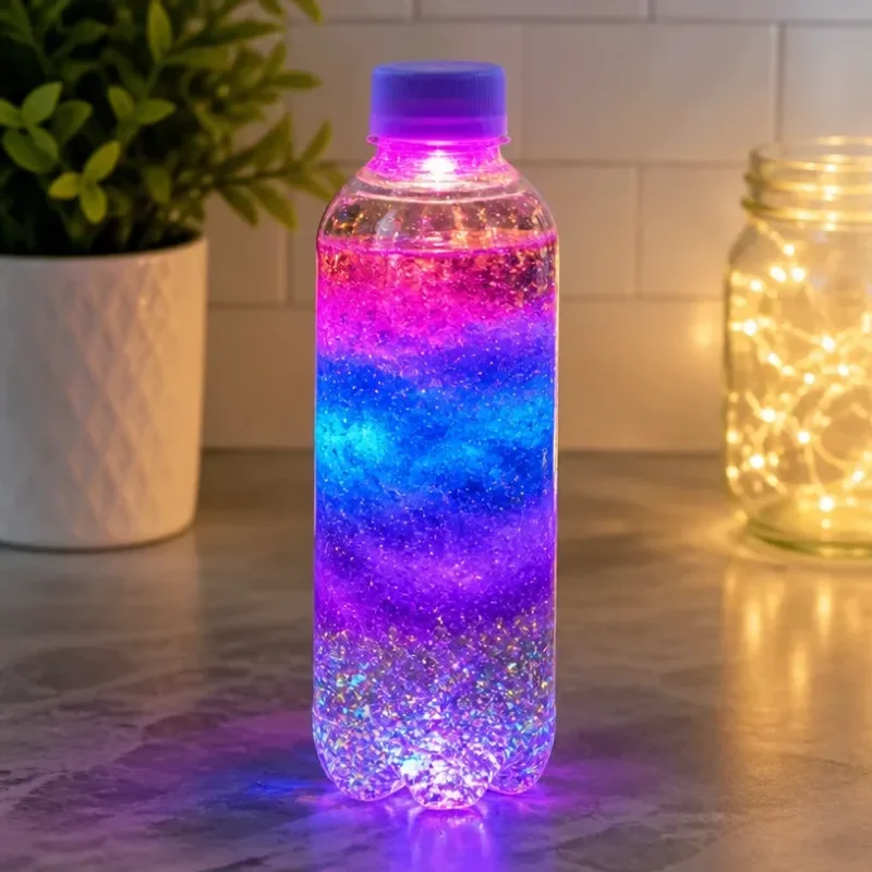 LED Rainbow Galaxy Bottle for glowing space decor
