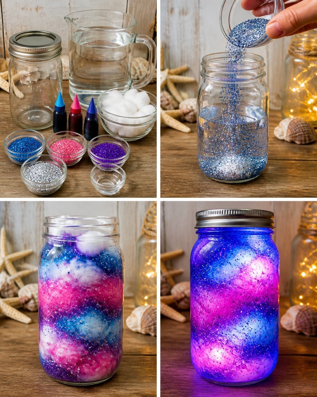 Magic Summer Galaxy Jar With Rainbow Glitter Swirls
