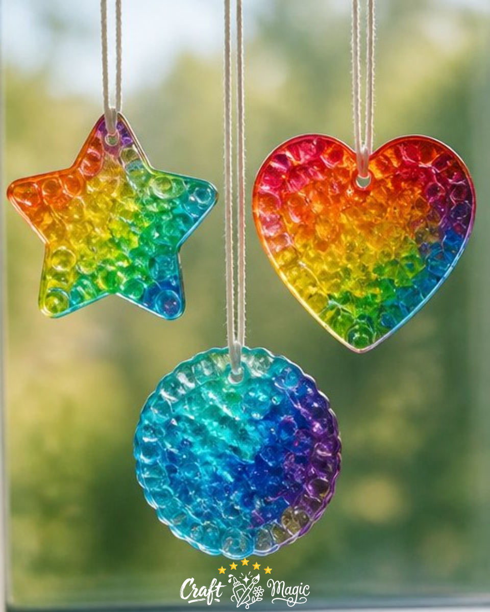 Melted Rainbow Suncatchers for Easy DIY Window Art