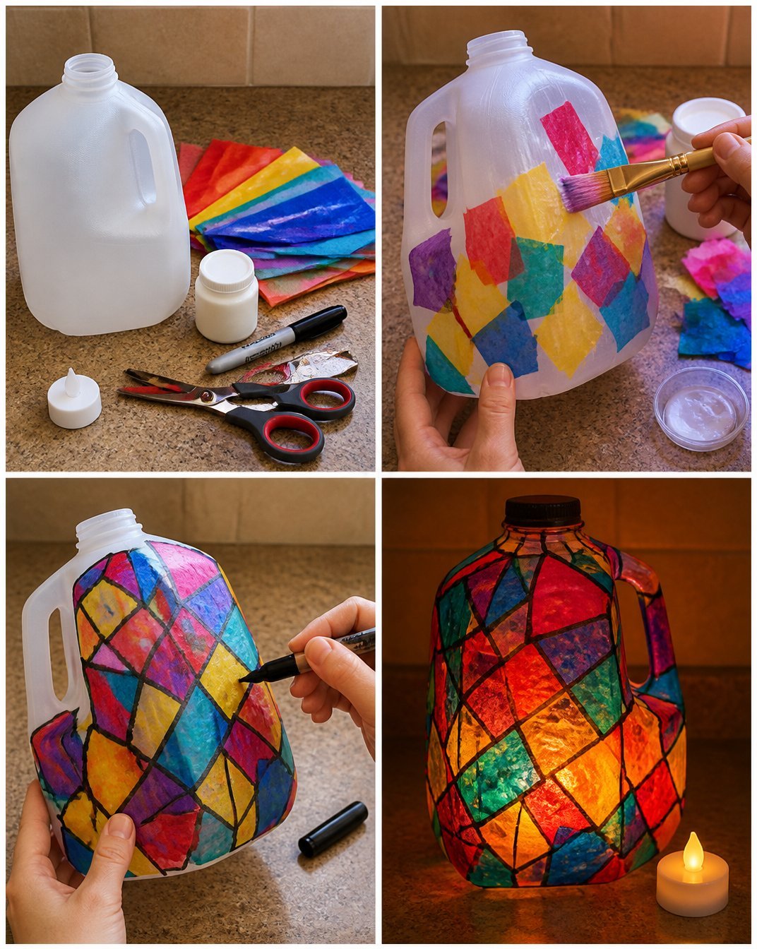 Milk Jug Stained-Glass Lanterns