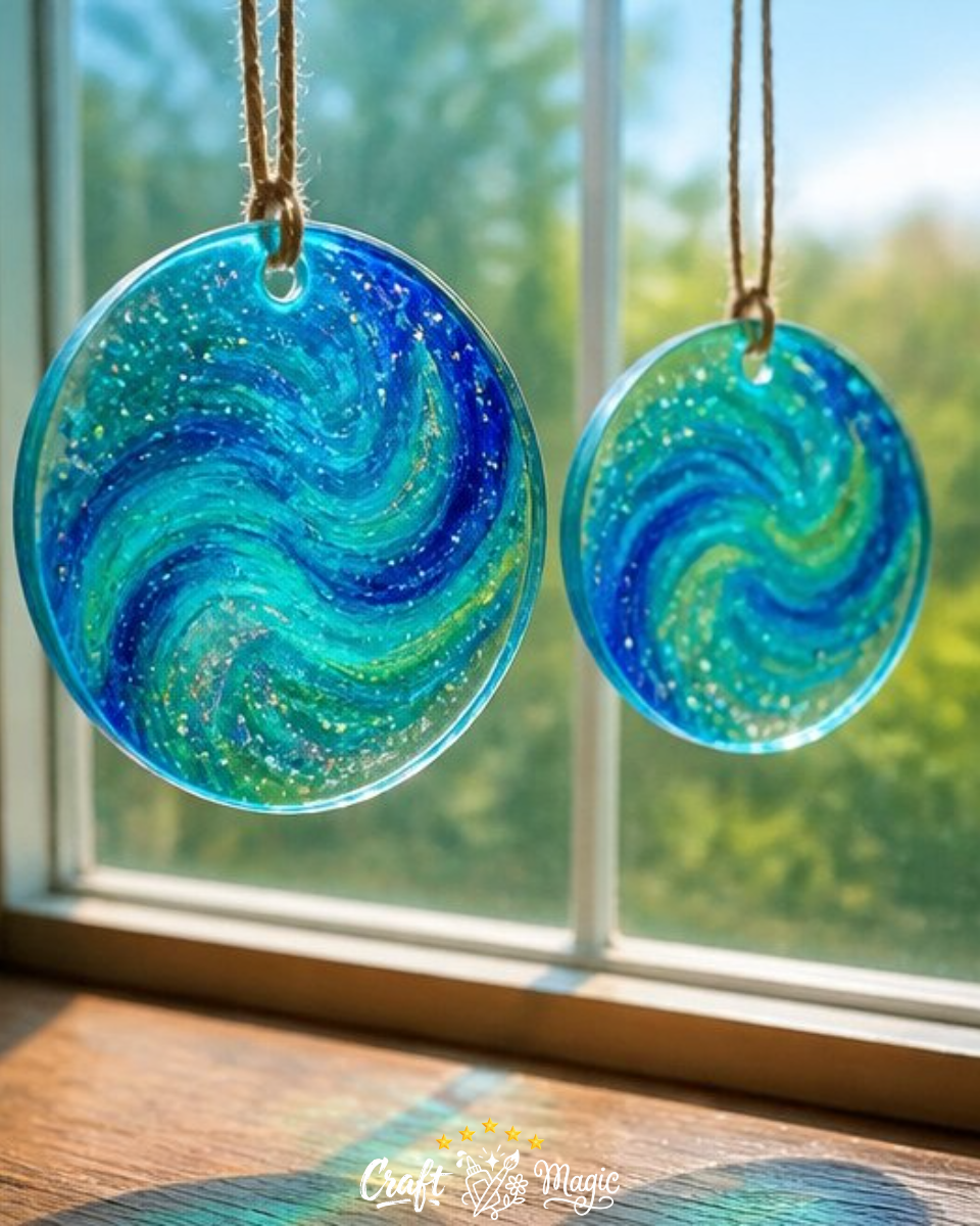 Ocean Swirl Glue Suncatchers DIY Rainbow Decor