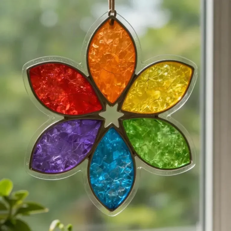 DIY paper roll rainbow window flower decoration project