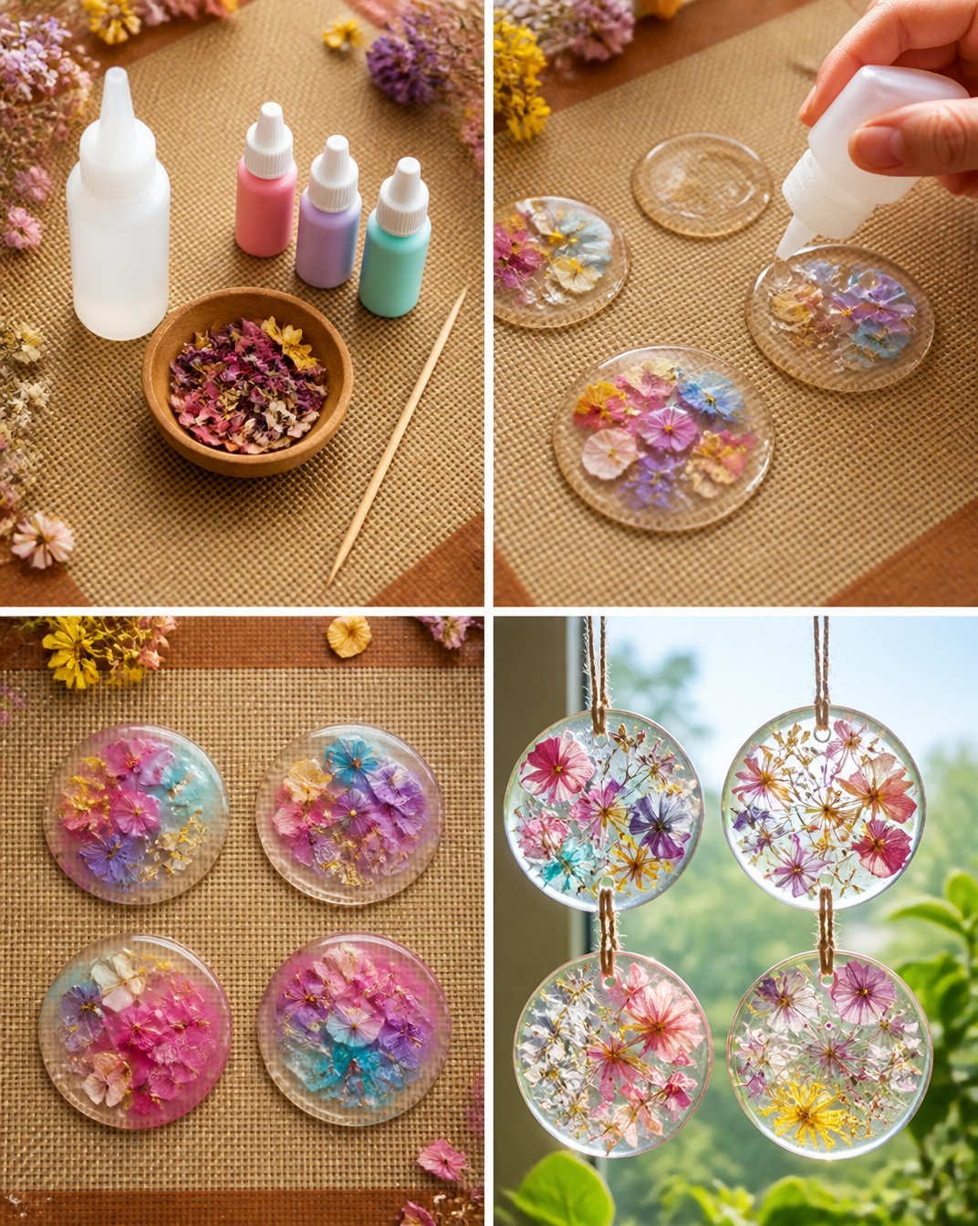 Pastel Flower Glue Suncatchers