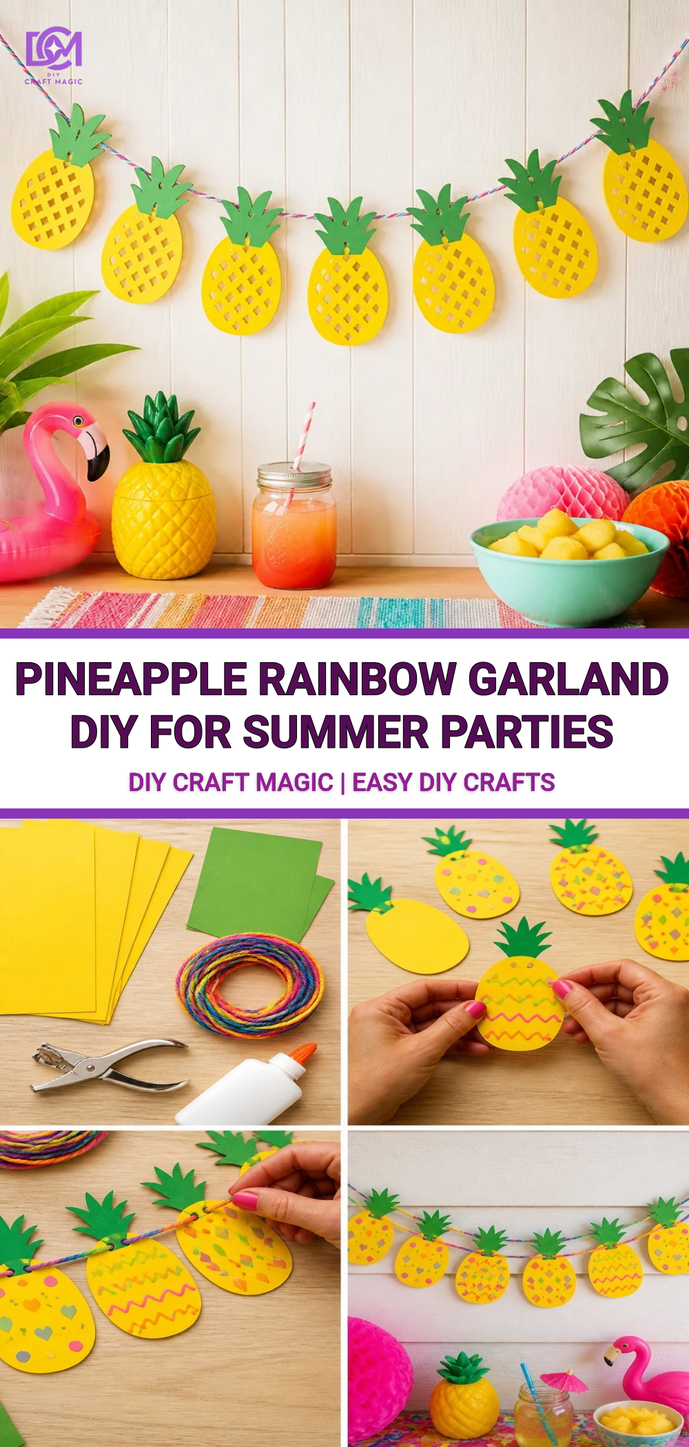 Pineapple Rainbow Garland DIY For Summer Parties