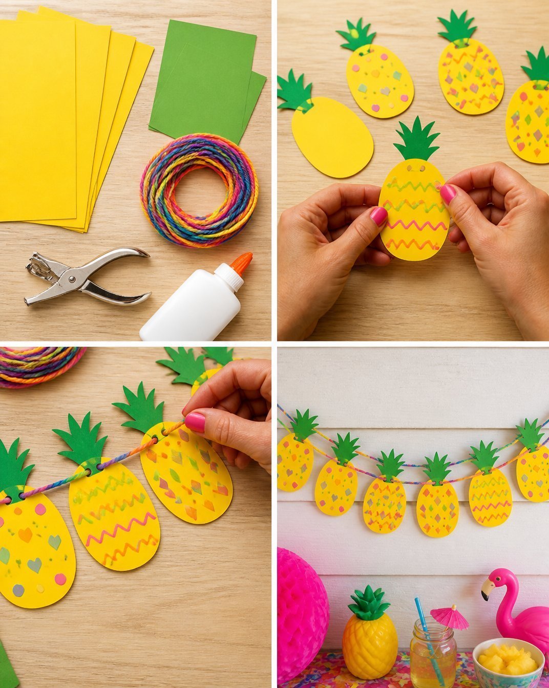 DIY Pineapple Rainbow Garland for Summer Parties