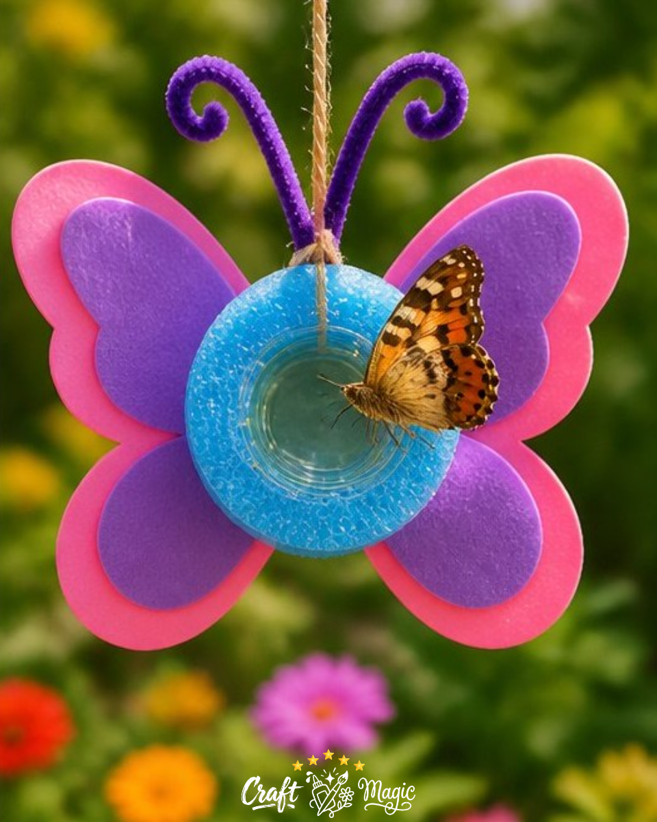 Pool Noodle Butterfly Feeder DIY for Your Garden