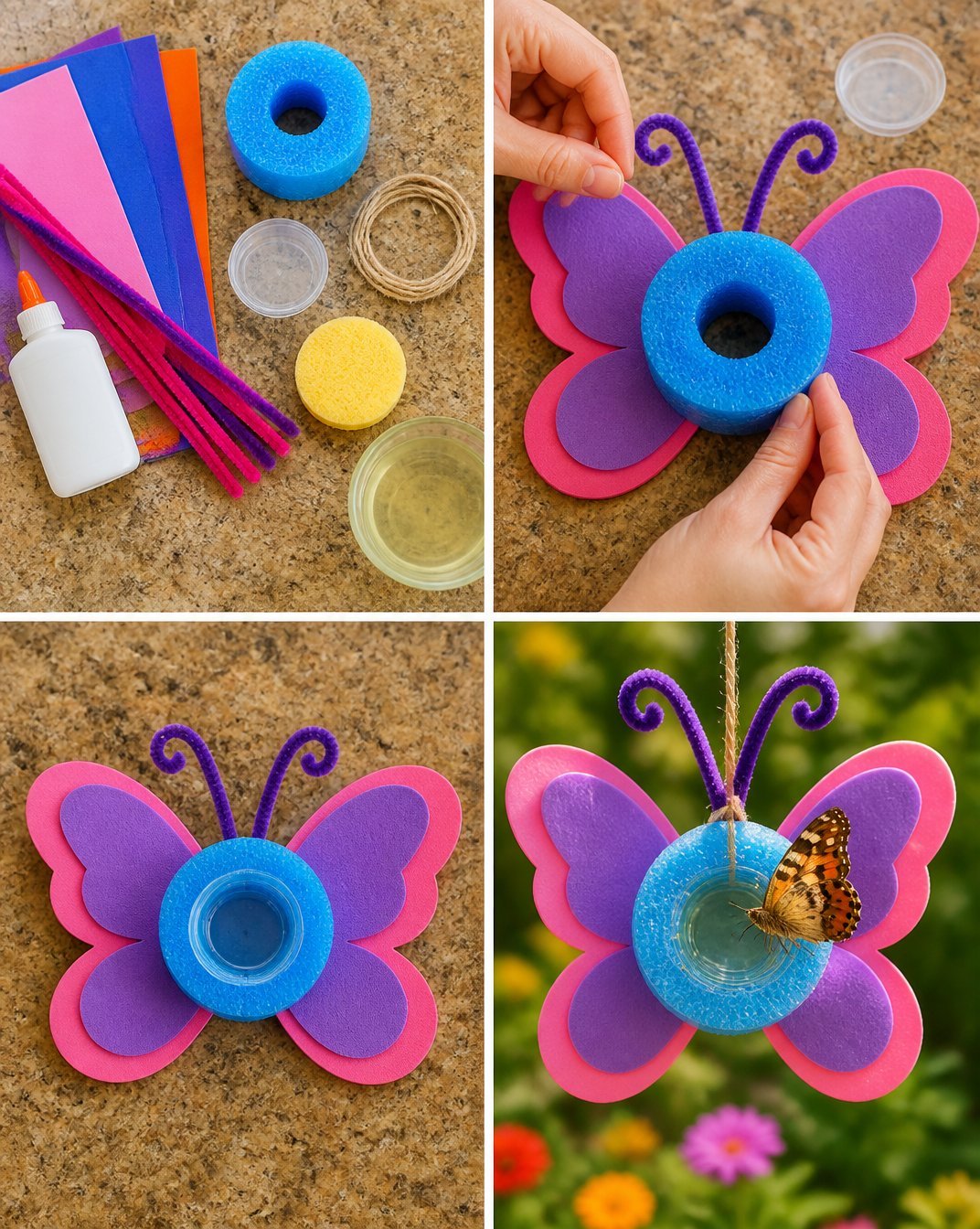 Pool Noodle Butterfly Feeder