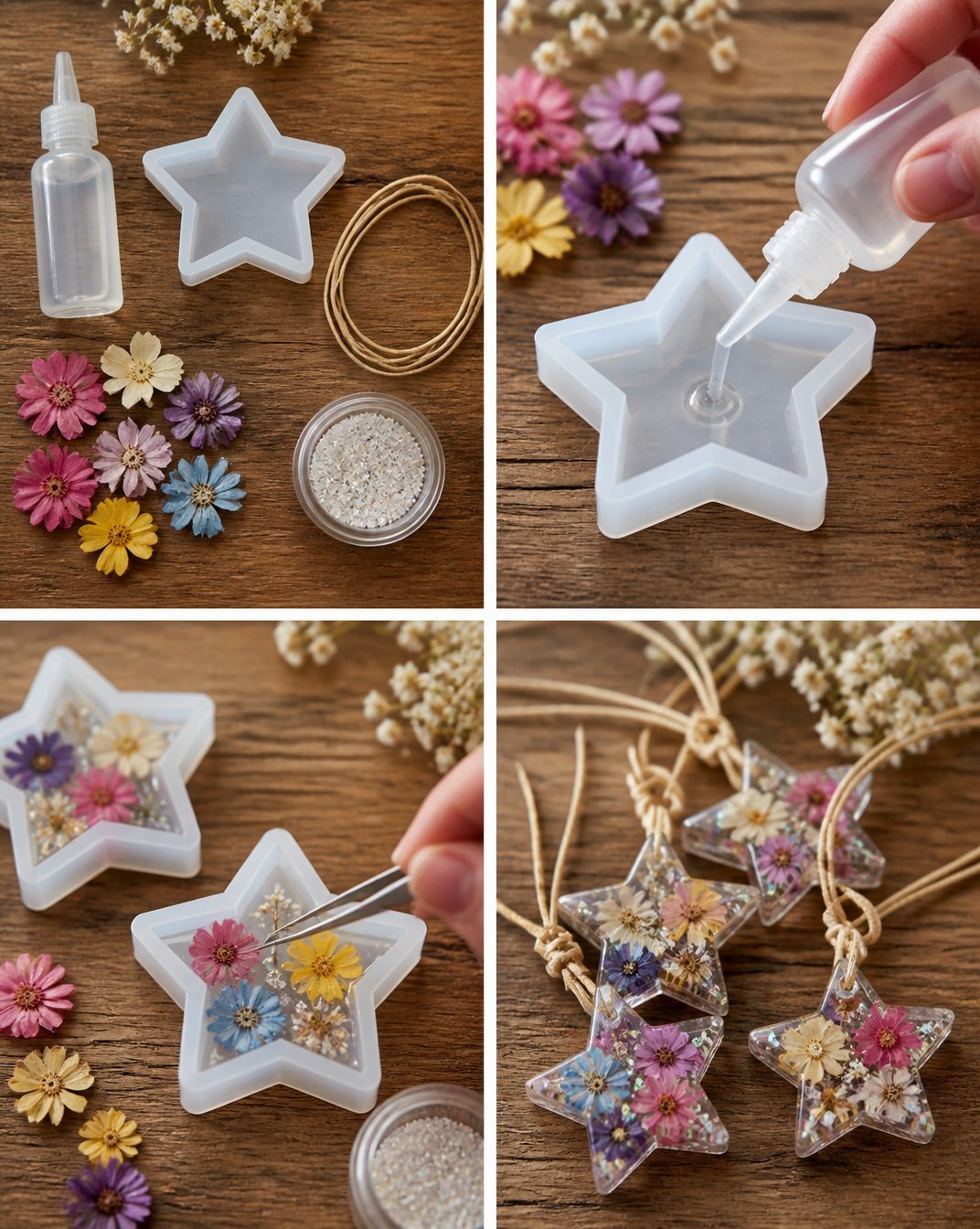 Pressed Flower Star Charms