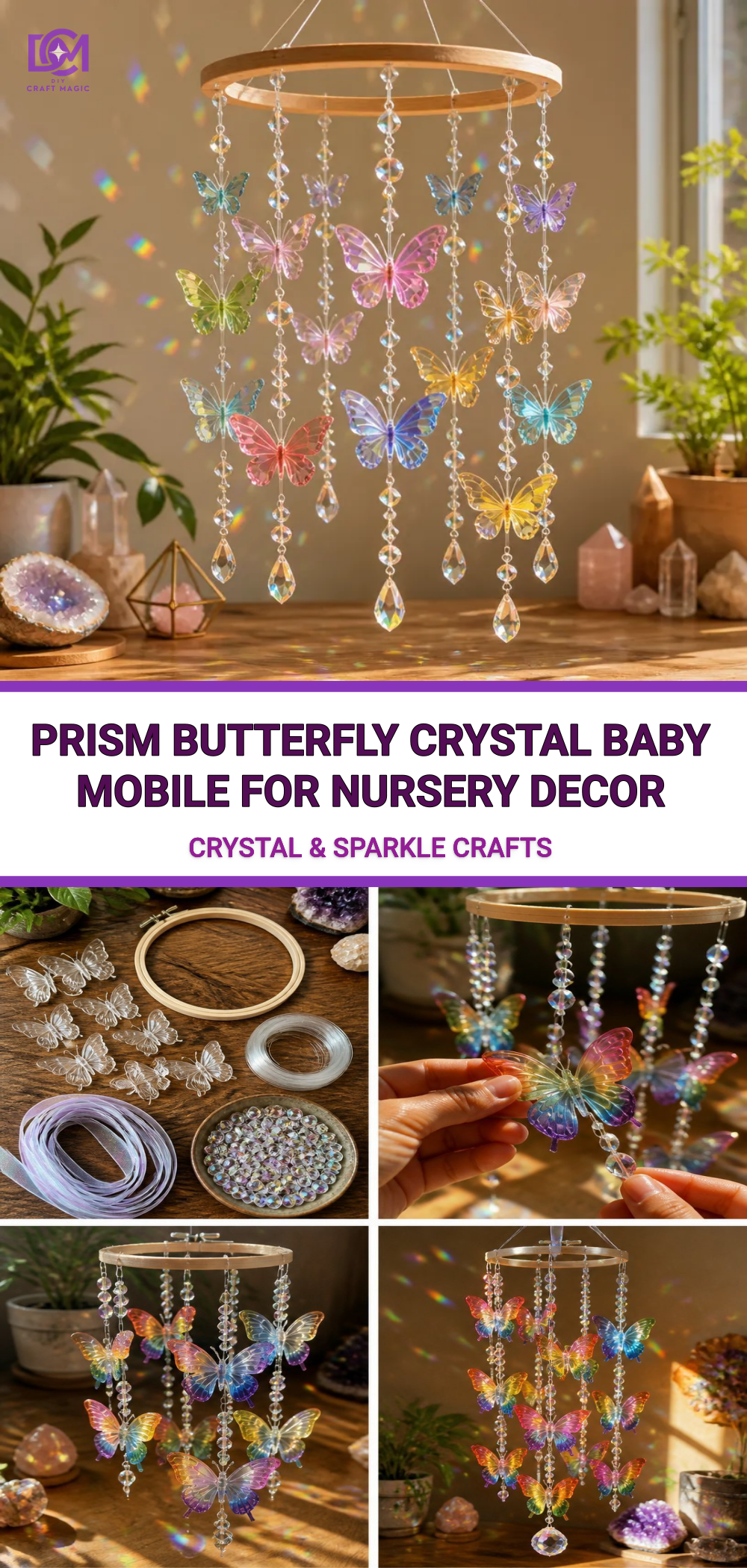 Prism Butterfly Crystal Baby Mobile for Nursery Decor