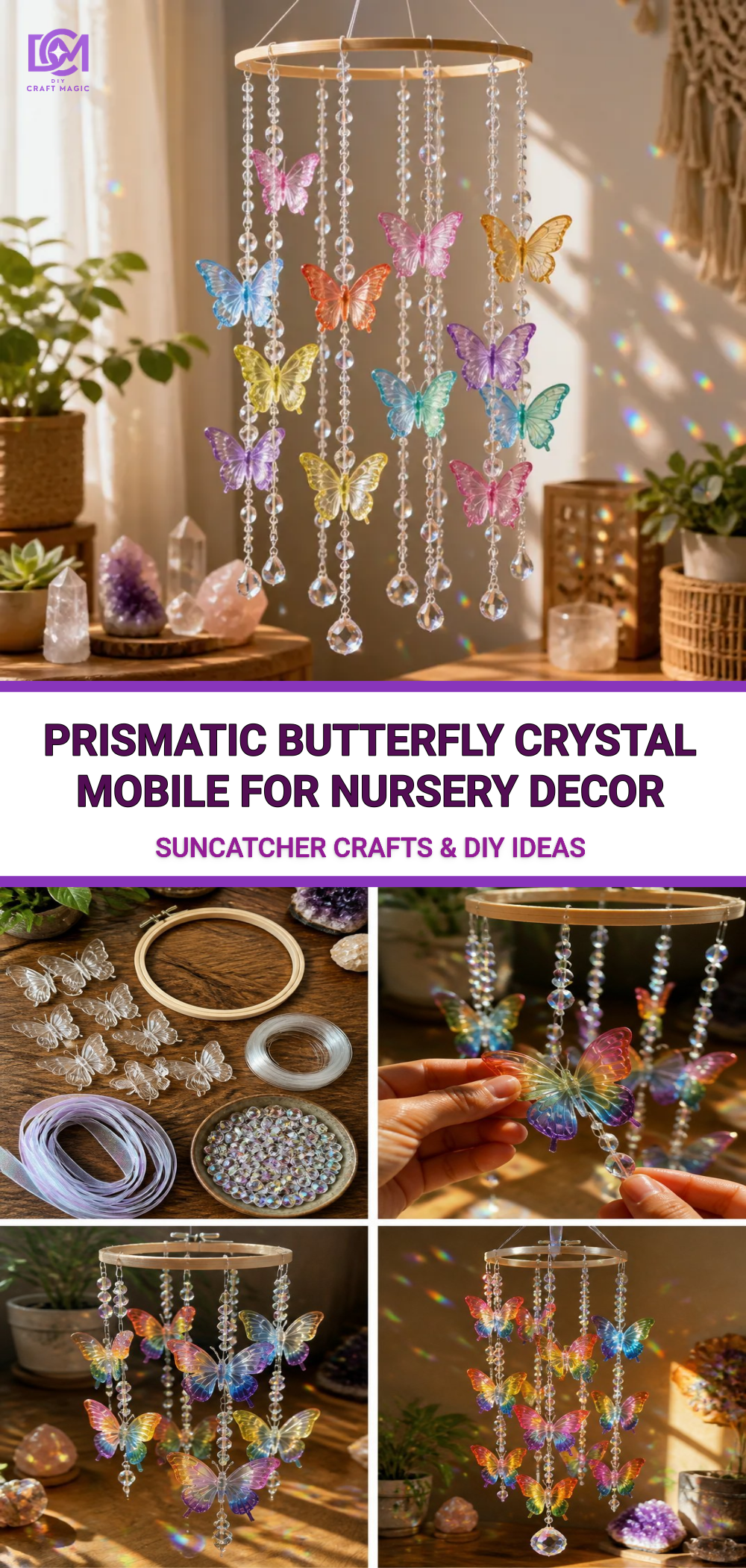 Prismatic Butterfly Crystal Mobile for Nursery Decor